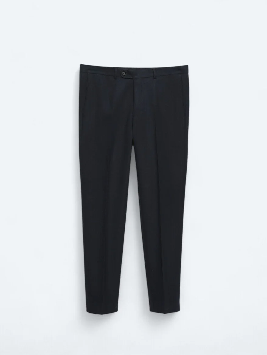 Lacivert Düz Dokuma Fitted Fit Klasik Pantolon - 5