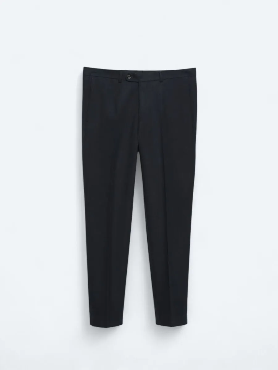 Lacivert Düz Dokuma Fitted Fit Klasik Pantolon - 5