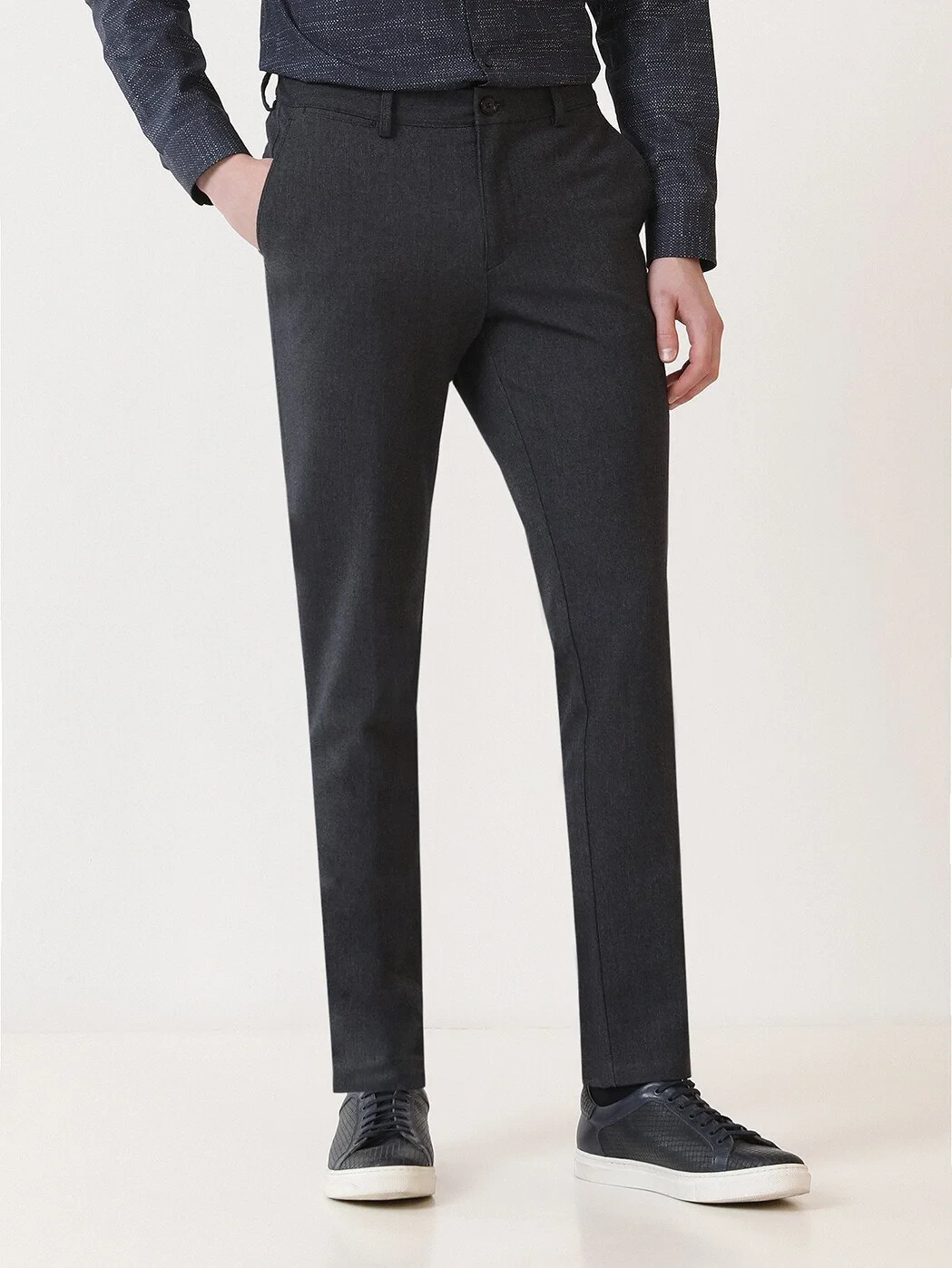 Lacivert Düz Dokuma Slim Fit Casual Pantolon - 2