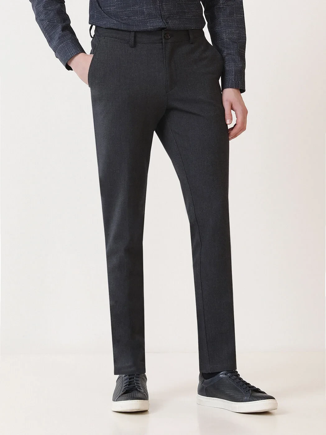 Lacivert Düz Dokuma Slim Fit Casual Pantolon - 2