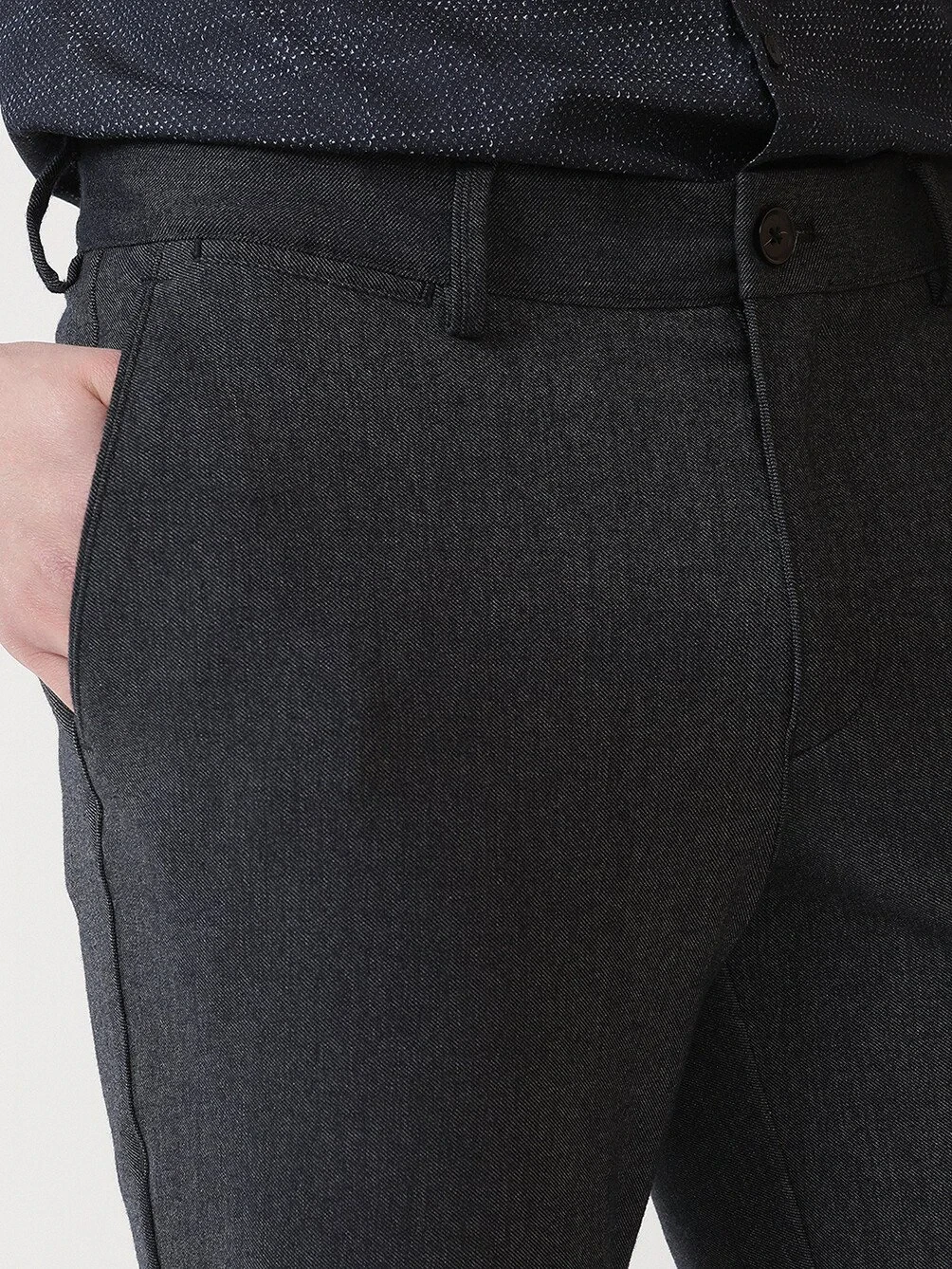 Lacivert Düz Dokuma Slim Fit Casual Pantolon - 3