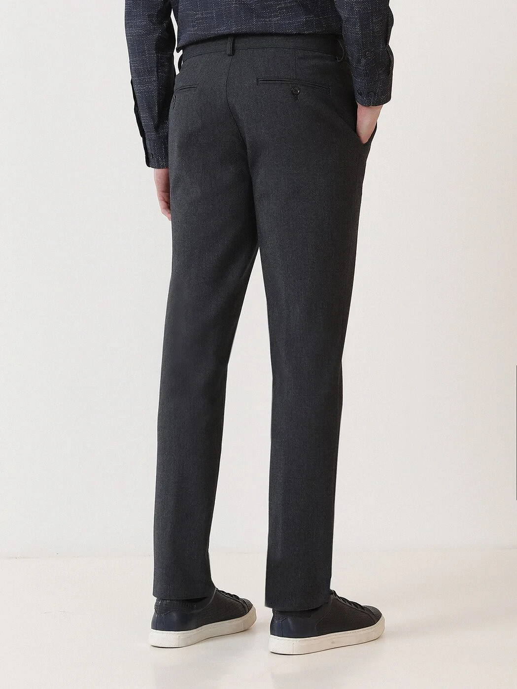 Lacivert Düz Dokuma Slim Fit Casual Pantolon - 4