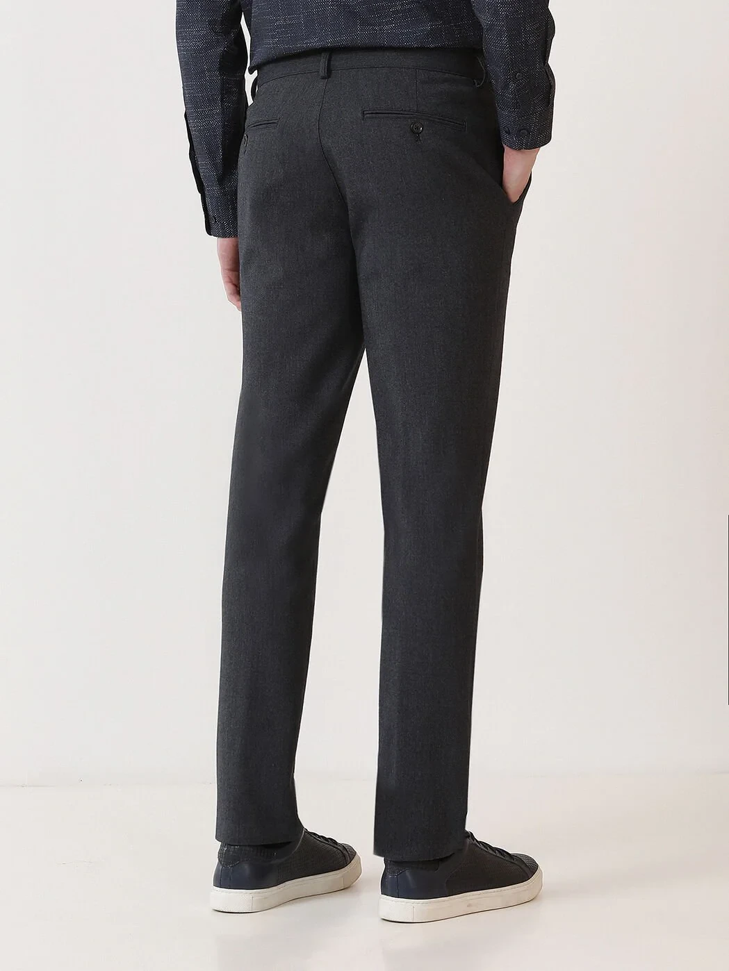 Lacivert Düz Dokuma Slim Fit Casual Pantolon - 4