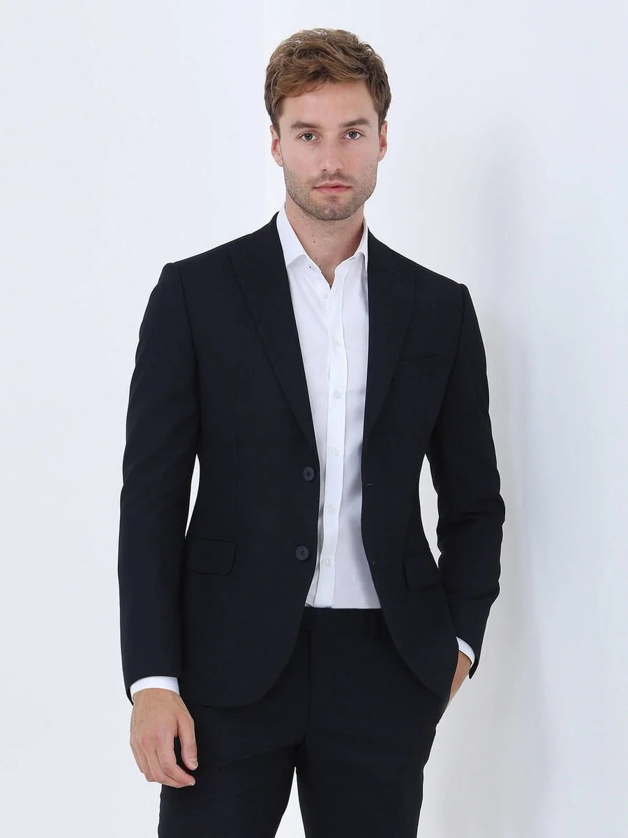 Lacivert Düz Modern Fit Takım Elbise - 1
