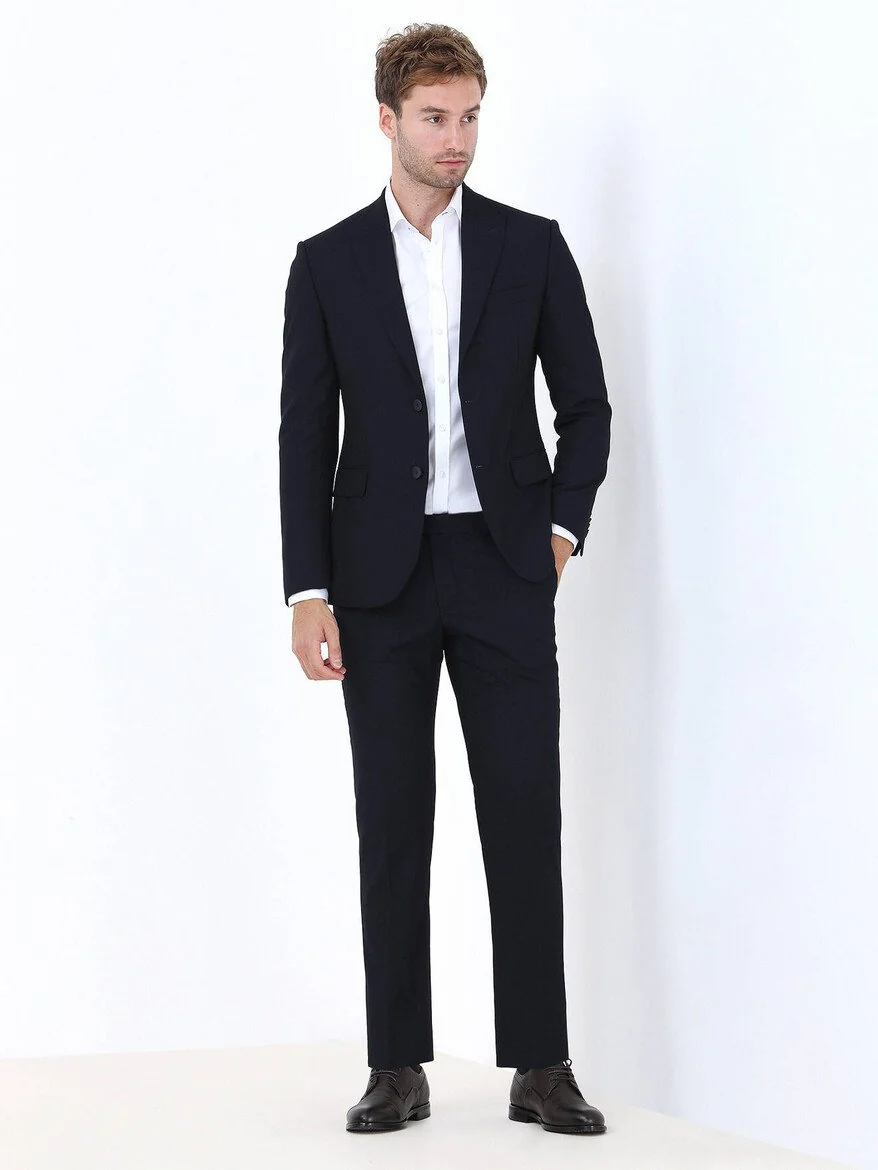 Lacivert Düz Modern Fit Takım Elbise - 2