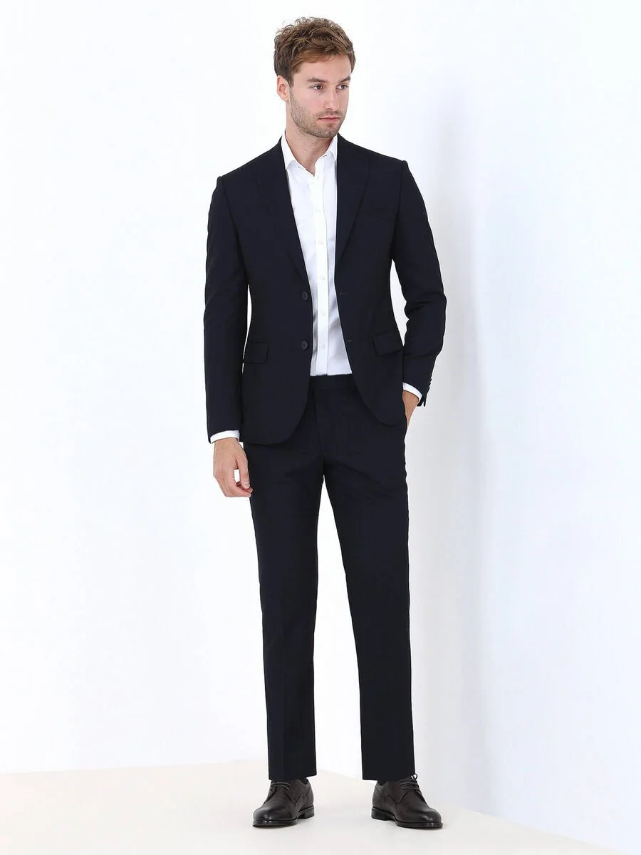 Lacivert Düz Modern Fit Takım Elbise - 2