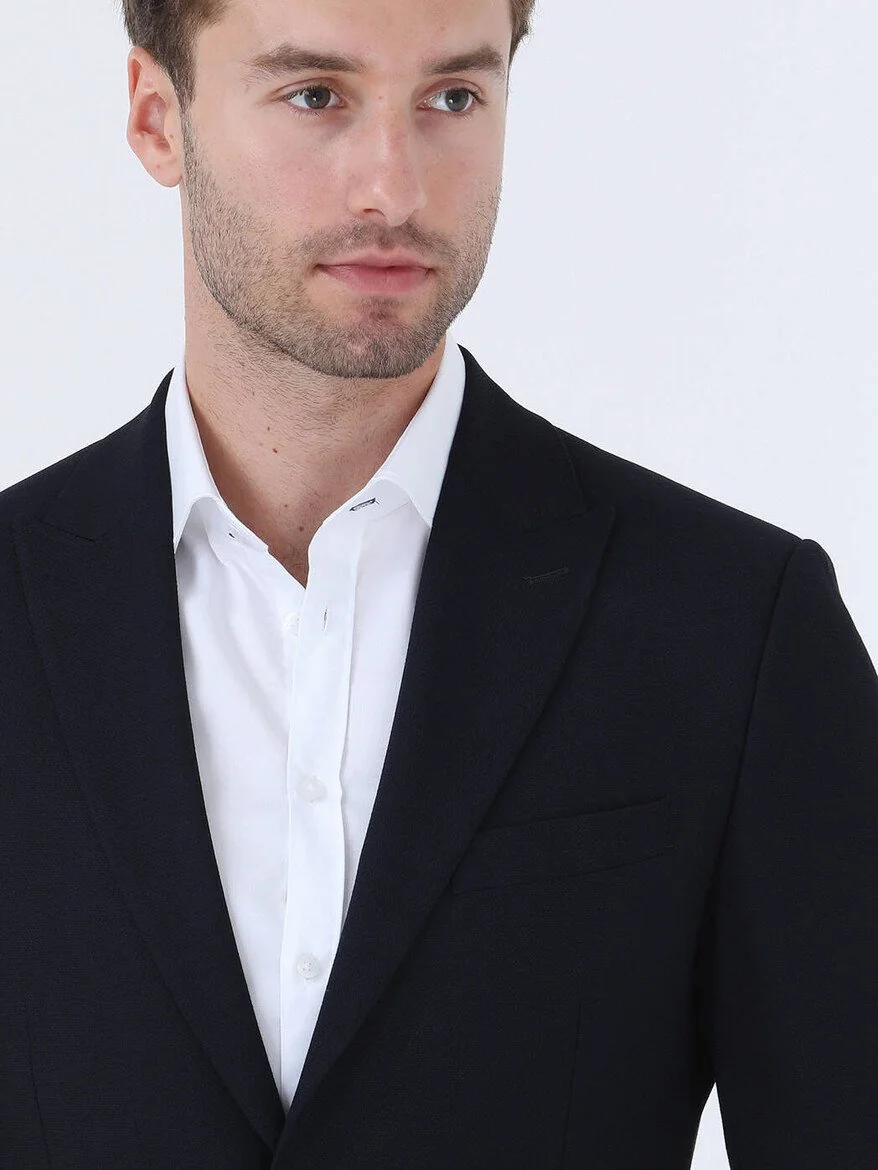 Lacivert Düz Modern Fit Takım Elbise - 3