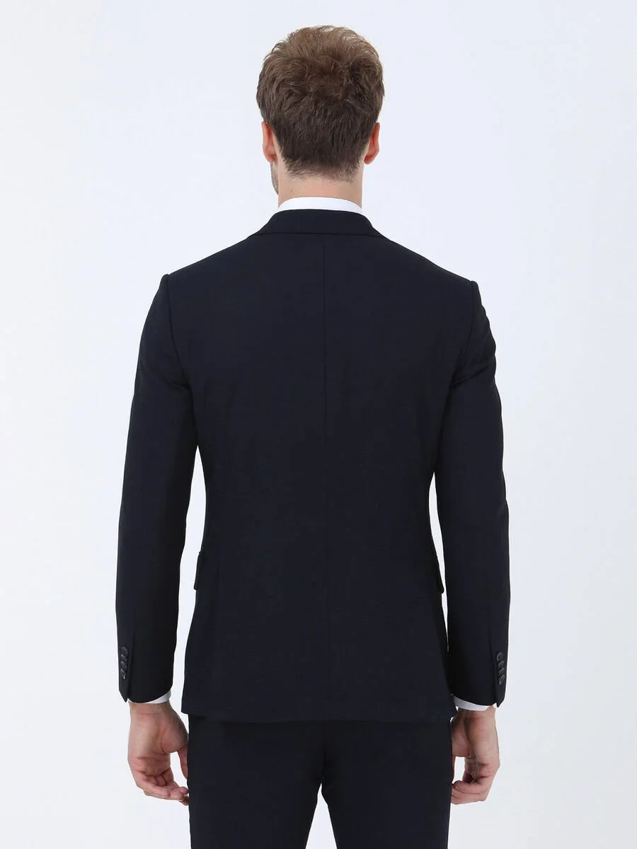 Lacivert Düz Modern Fit Takım Elbise - 5