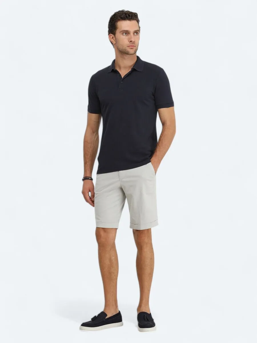 Lacivert Düz Polo Yaka %100 Pamuk T-Shirt - 2