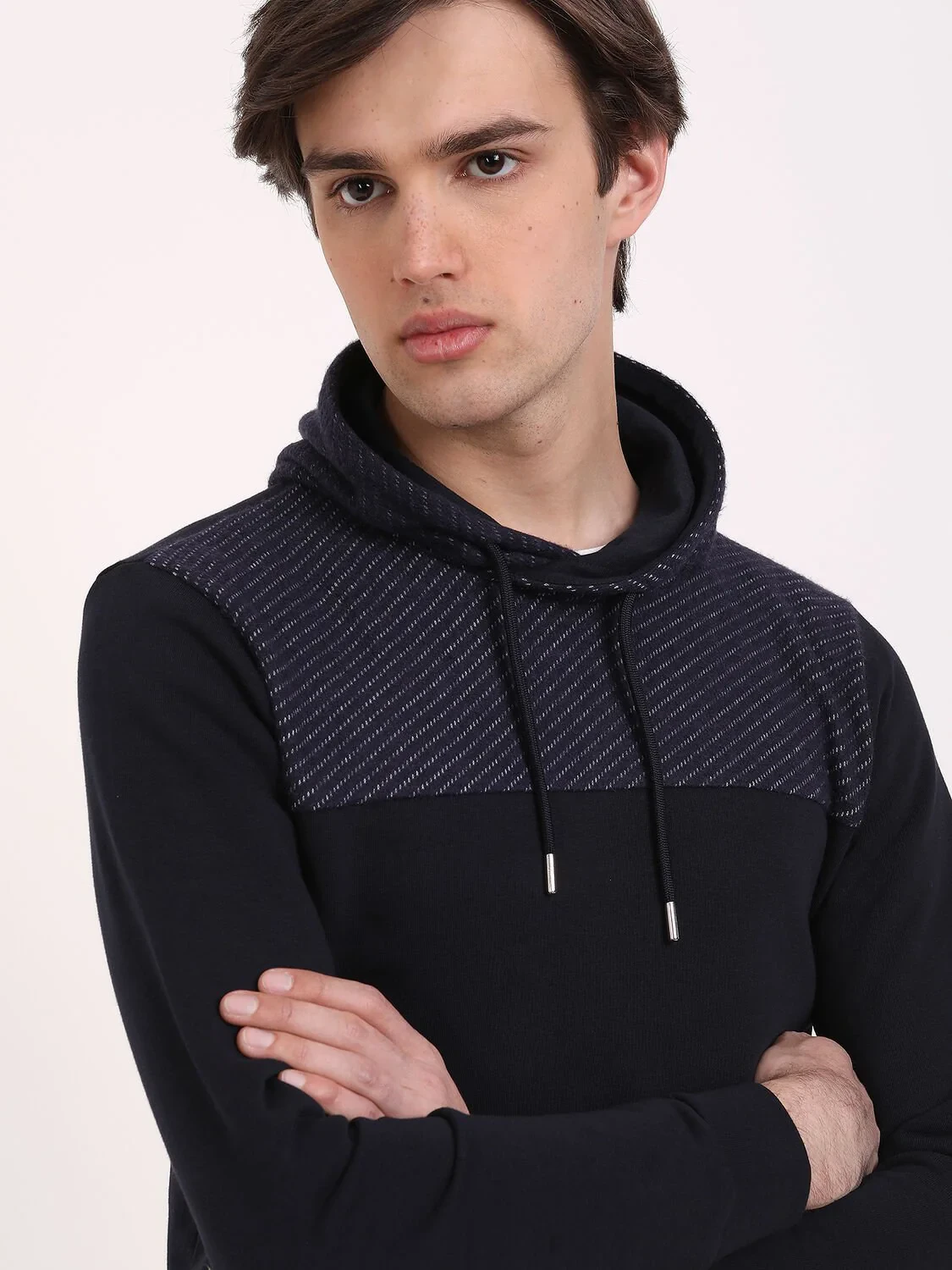 Lacivert Kapüşonlu Desenli Sweatshırt - 2