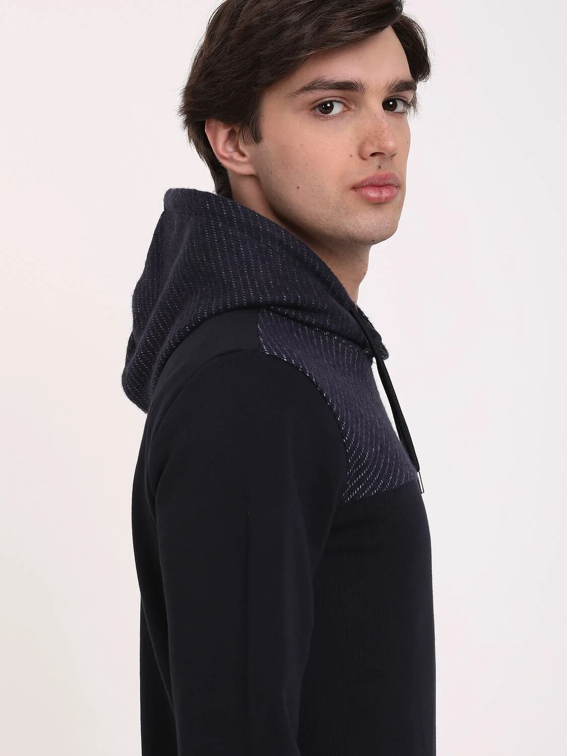 Lacivert Kapüşonlu Desenli Sweatshırt - 3