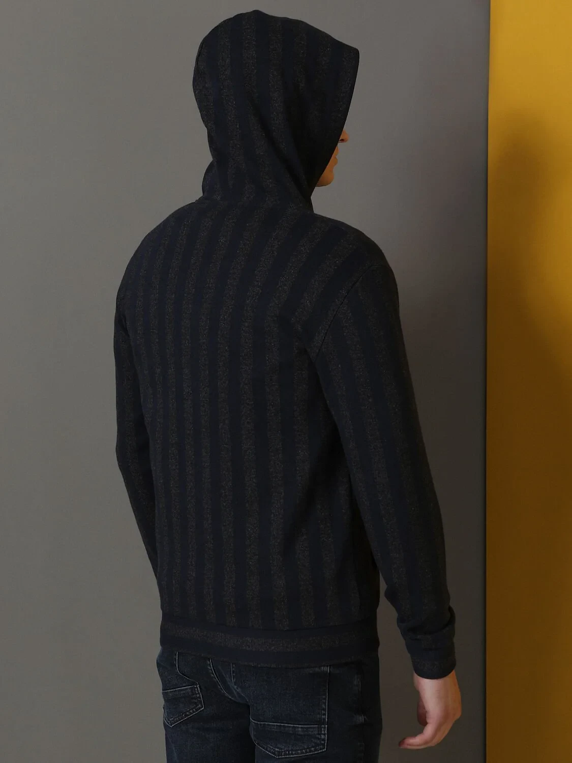 Lacivert Kapüşonlu Desenli Sweatshırt - 5