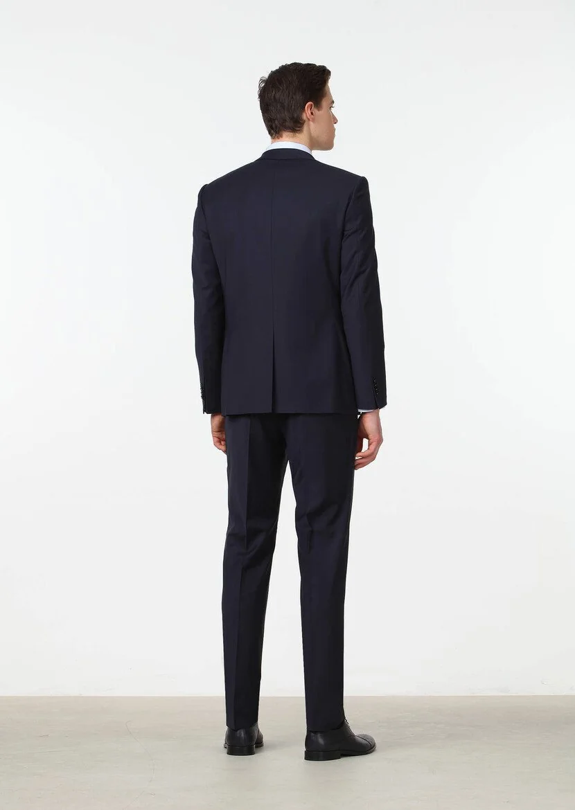 Lacivert Modern Fit Yün Karışımlı Takım Elbise - 4