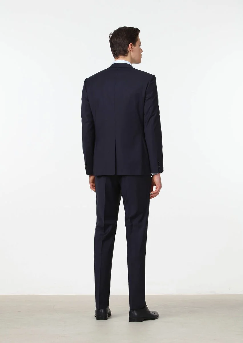 Lacivert Modern Fit Yün Karışımlı Takım Elbise - 4