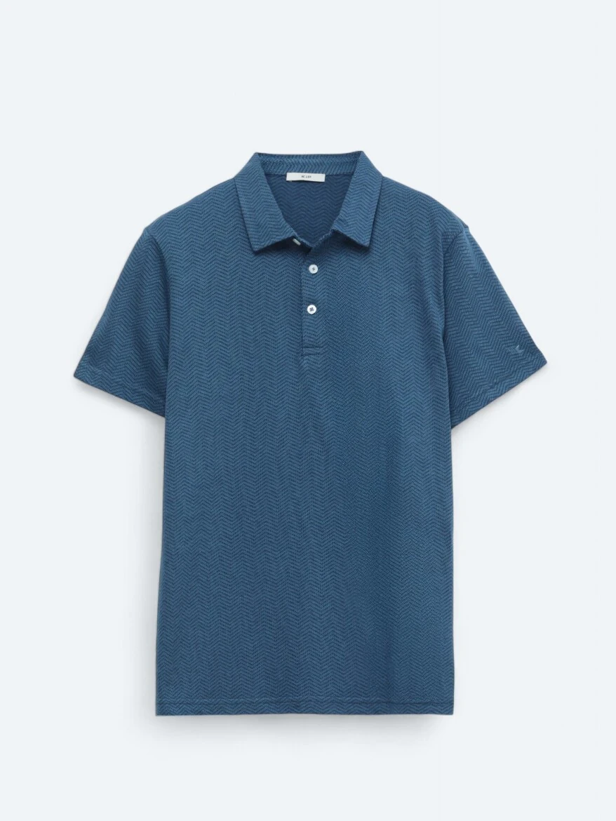 Lacivert Polo Yaka %100 Pamuk T-Shirt 