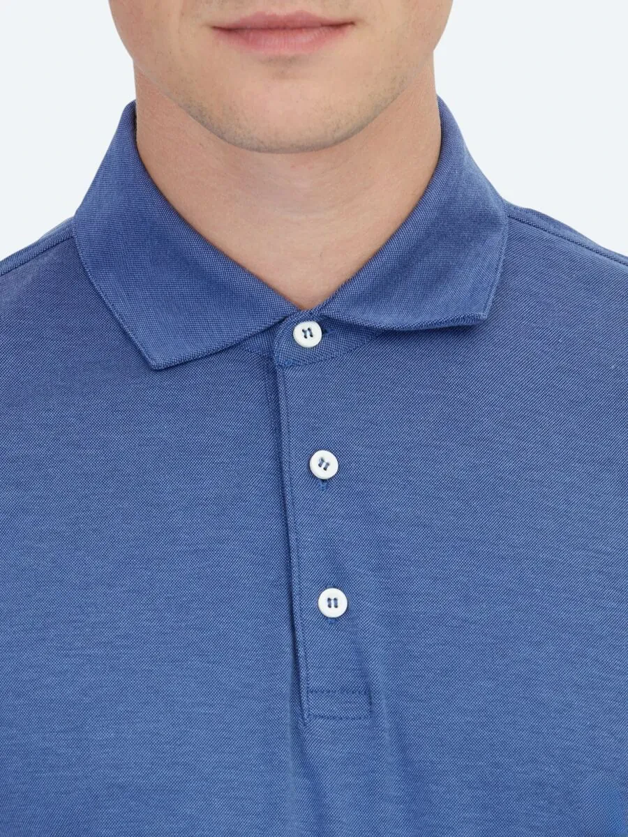 Lacivert Polo Yaka Pamuk Karışımlı T-Shirt - 4