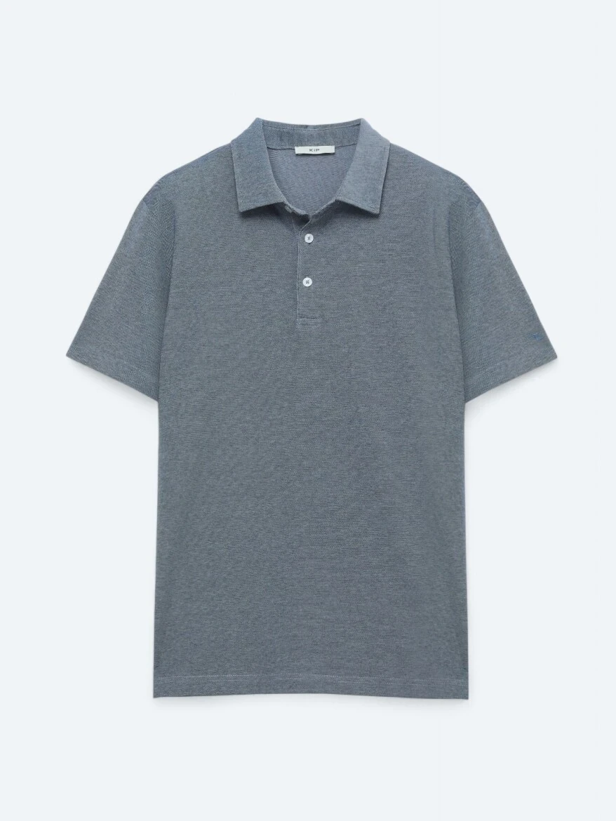 Lacivert Polo Yaka Pamuk Karışımlı T-Shirt 