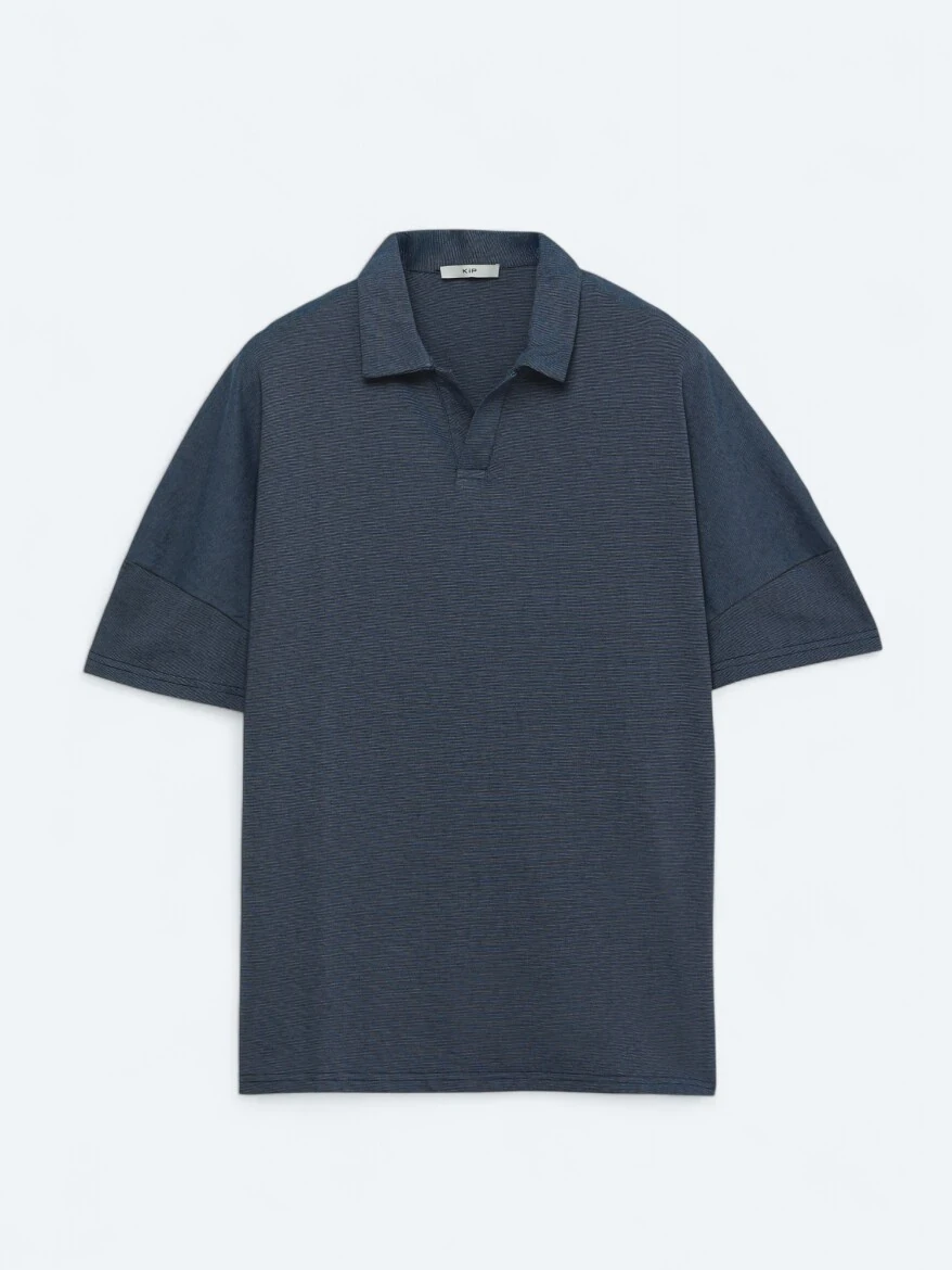 Lacivert Polo Yaka Pamuk Karışımlı T-Shirt - 6