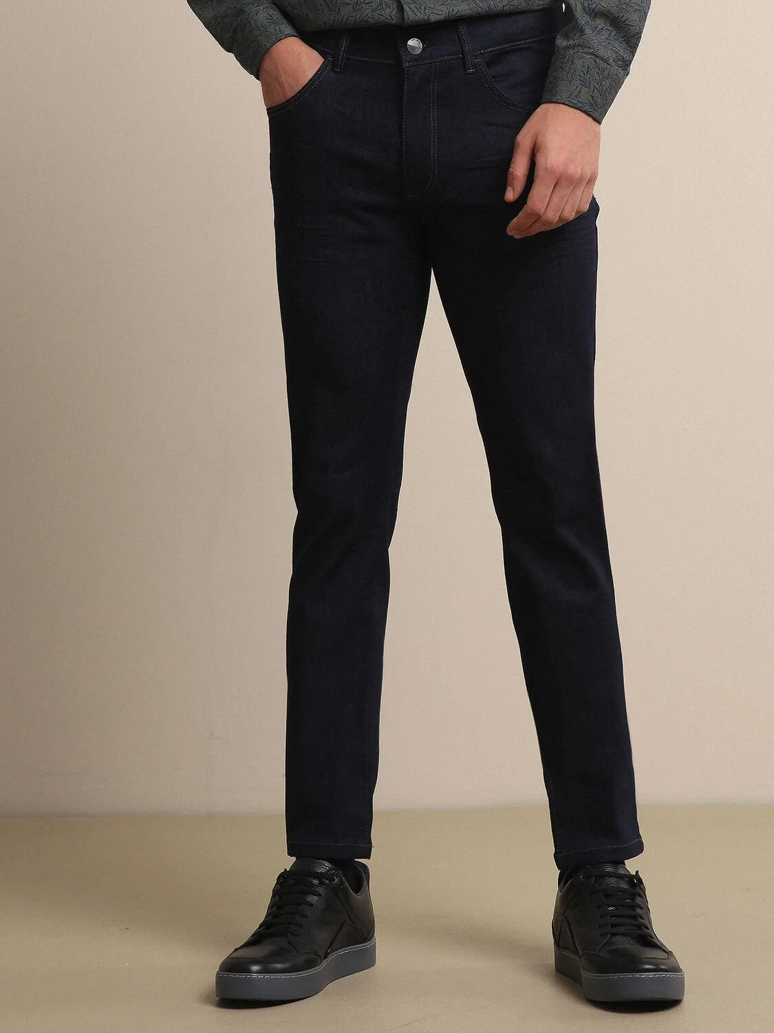 Lacivert Slim Fit Denim Pamuk Karışımlı Pantolon - 1