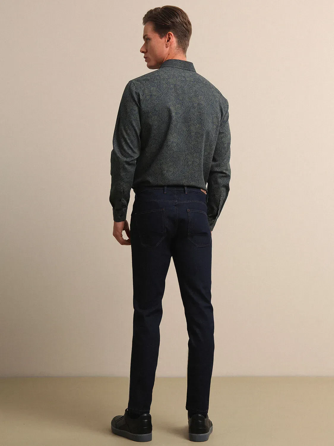Lacivert Slim Fit Denim Pamuk Karışımlı Pantolon - 4