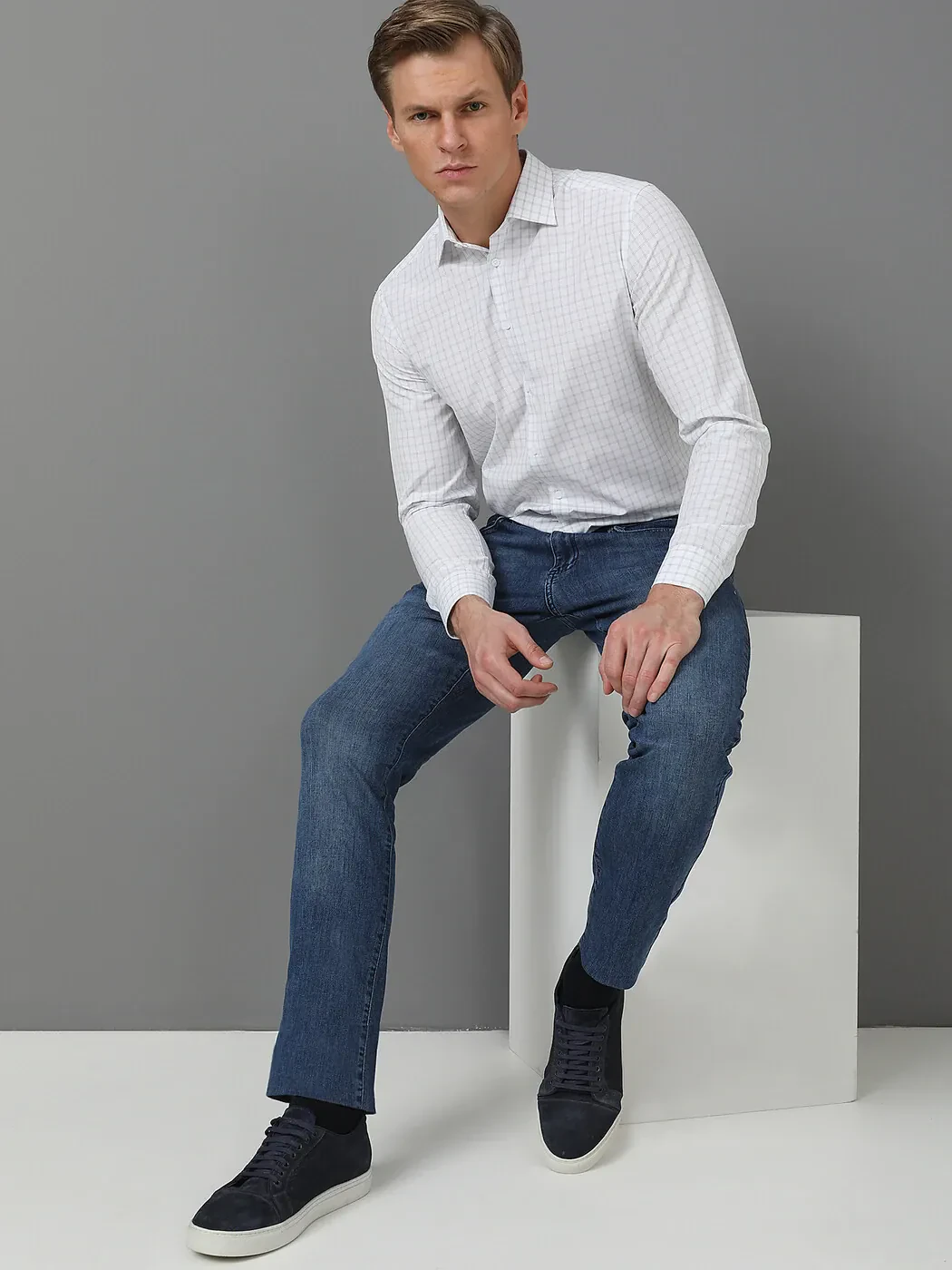 Lacivert Slim Fit Denim Pamuk Karışımlı Pantolon - 1