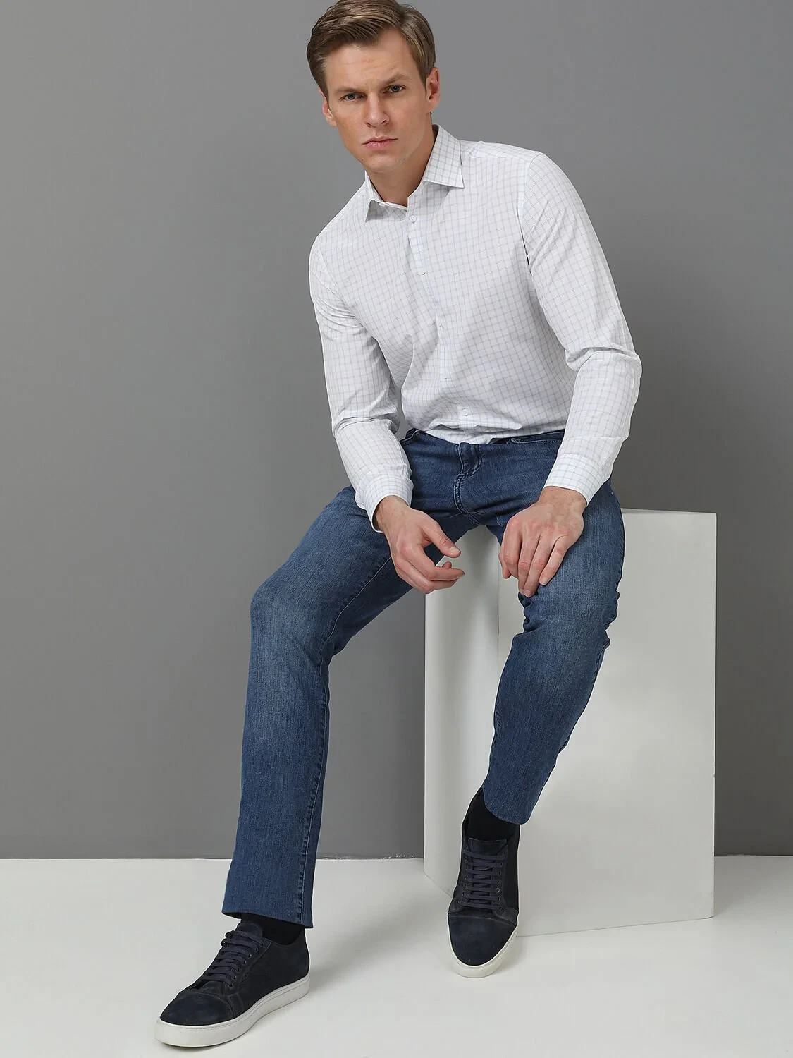 Lacivert Slim Fit Denim Pamuk Karışımlı Pantolon - 1