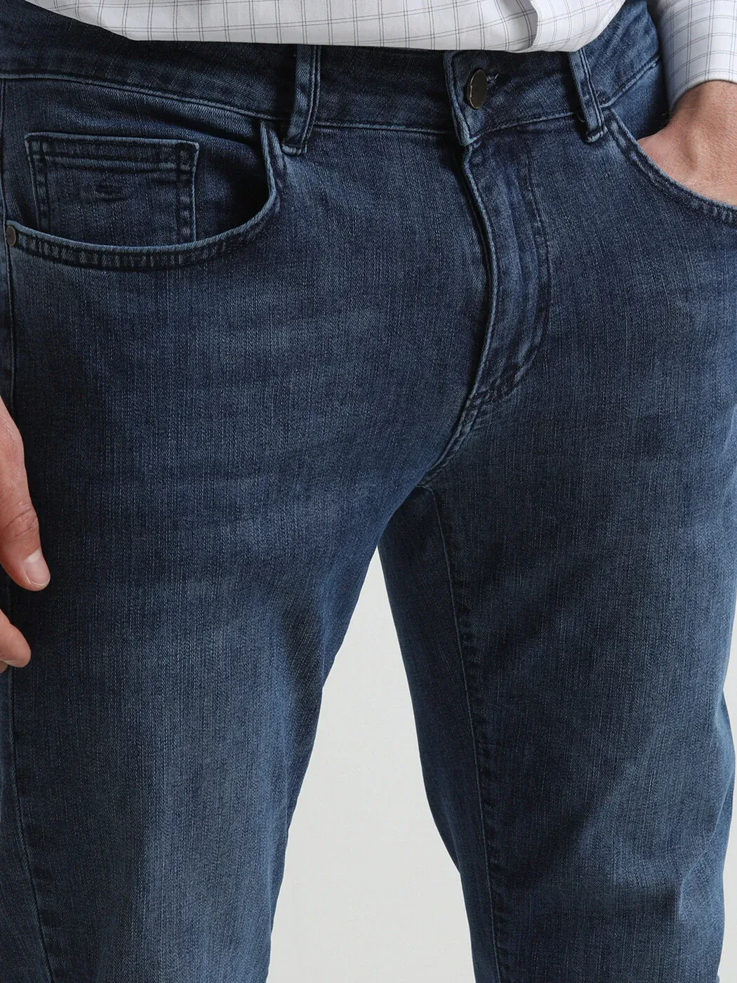 Lacivert Slim Fit Denim Pamuk Karışımlı Pantolon - 3