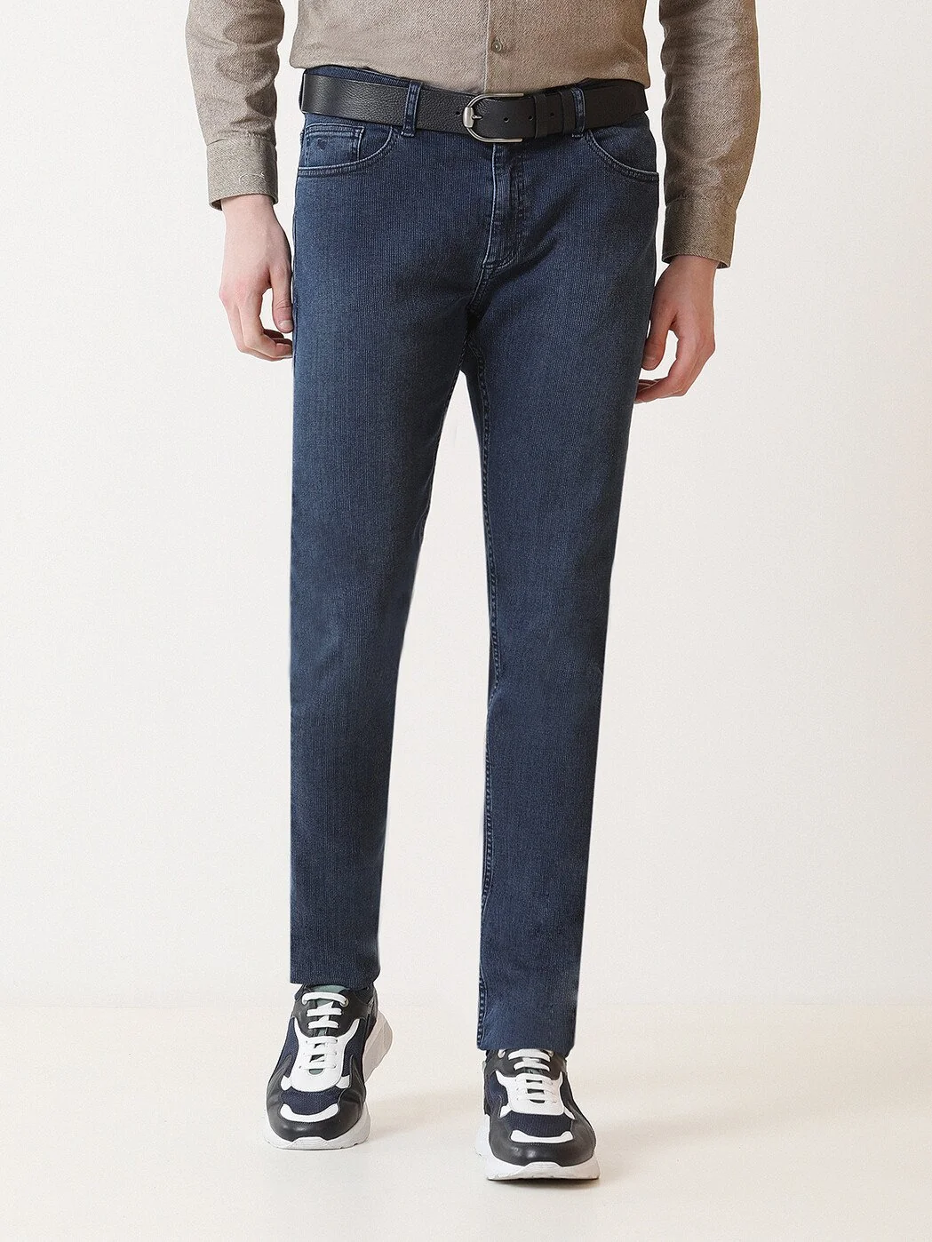 Lacivert Slim Fit Denim Pamuk Karışımlı Pantolon - 1