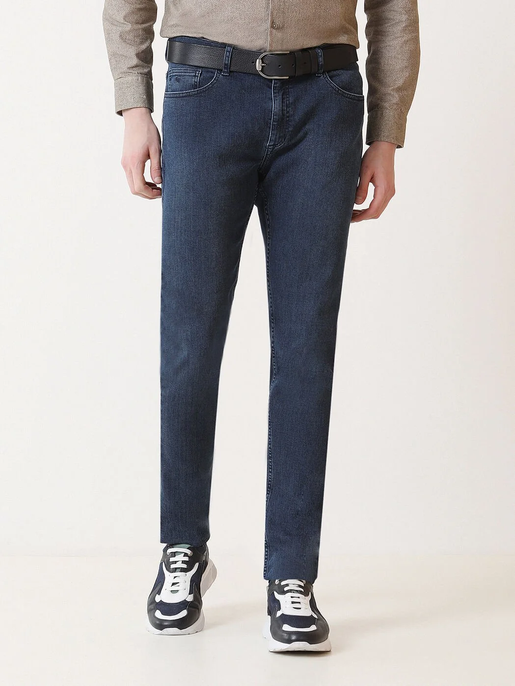 Lacivert Slim Fit Denim Pamuk Karışımlı Pantolon - 1