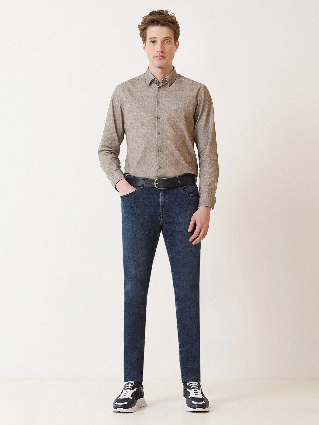 Lacivert Slim Fit Denim Pamuk Karışımlı Pantolon - 2