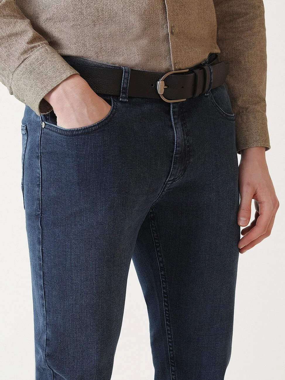 Lacivert Slim Fit Denim Pamuk Karışımlı Pantolon - 3