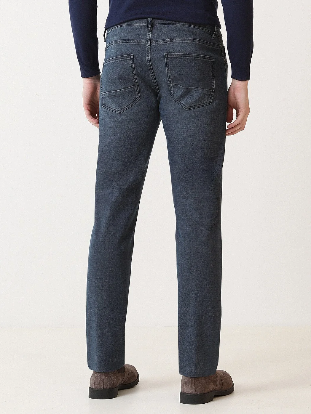 Lacivert Slim Fit Denim Pamuk Karışımlı Pantolon - 4