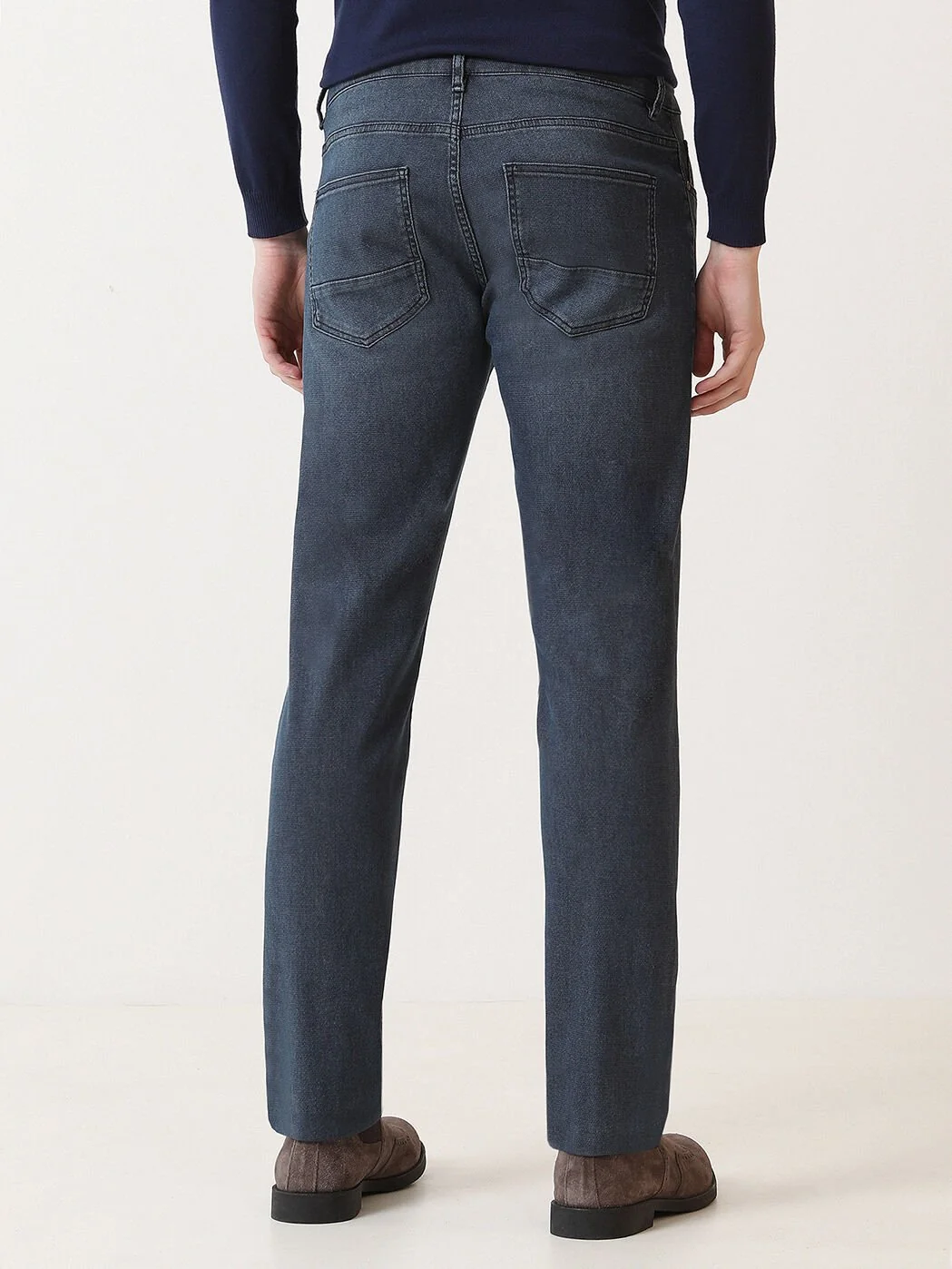 Lacivert Slim Fit Denim Pamuk Karışımlı Pantolon - 4