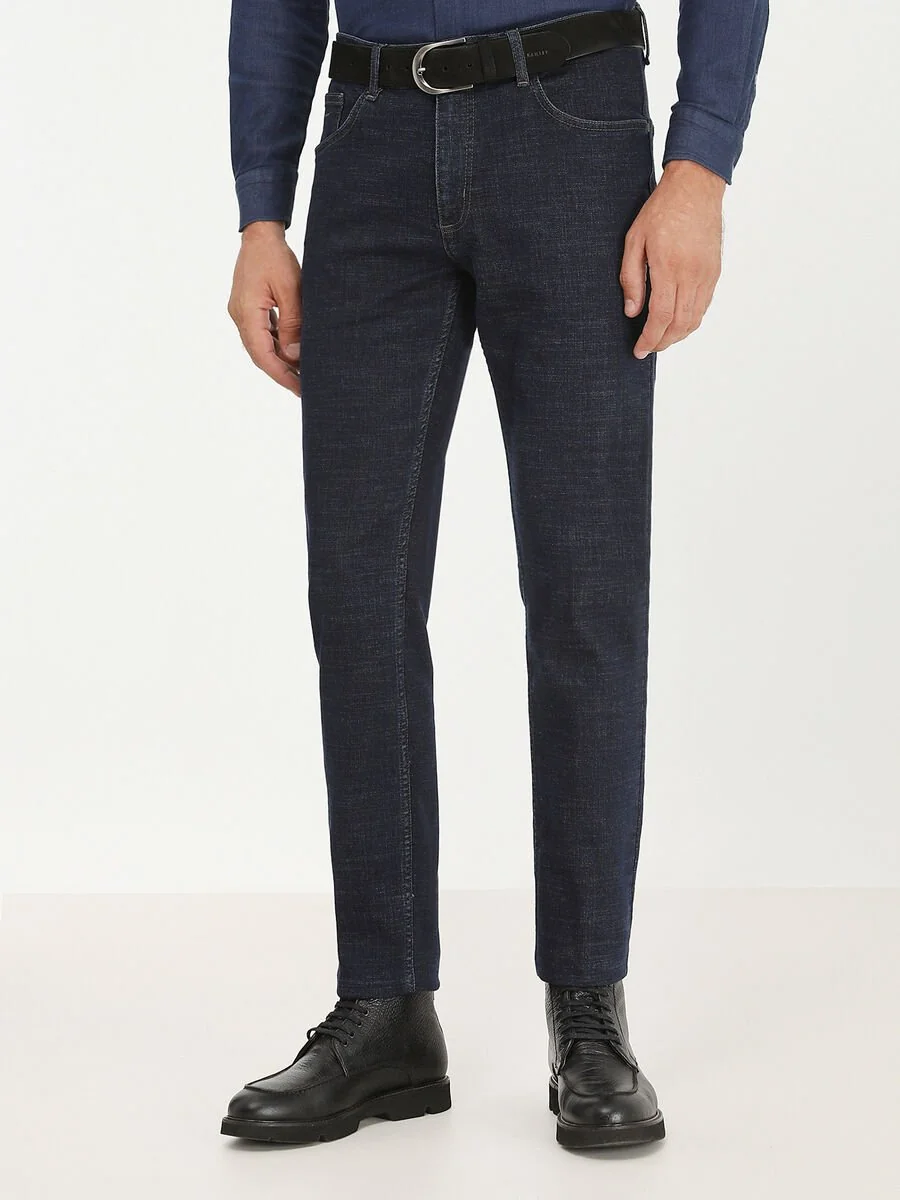 Lacivert Slim Fit Denim Pamuk Karışımlı Pantolon - 1