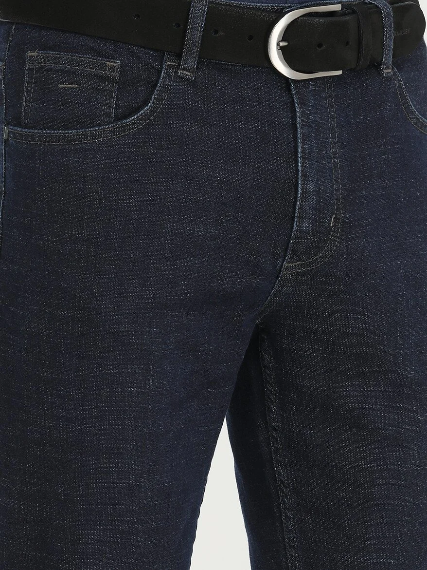 Lacivert Slim Fit Denim Pamuk Karışımlı Pantolon - 3
