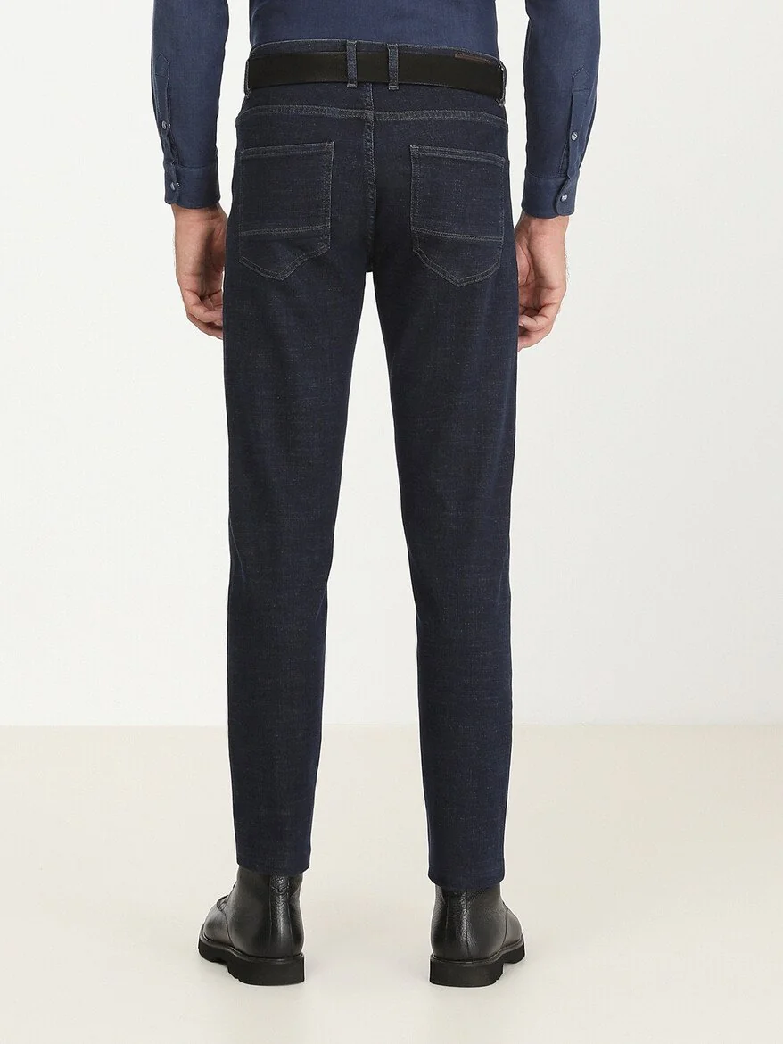 Lacivert Slim Fit Denim Pamuk Karışımlı Pantolon - 5