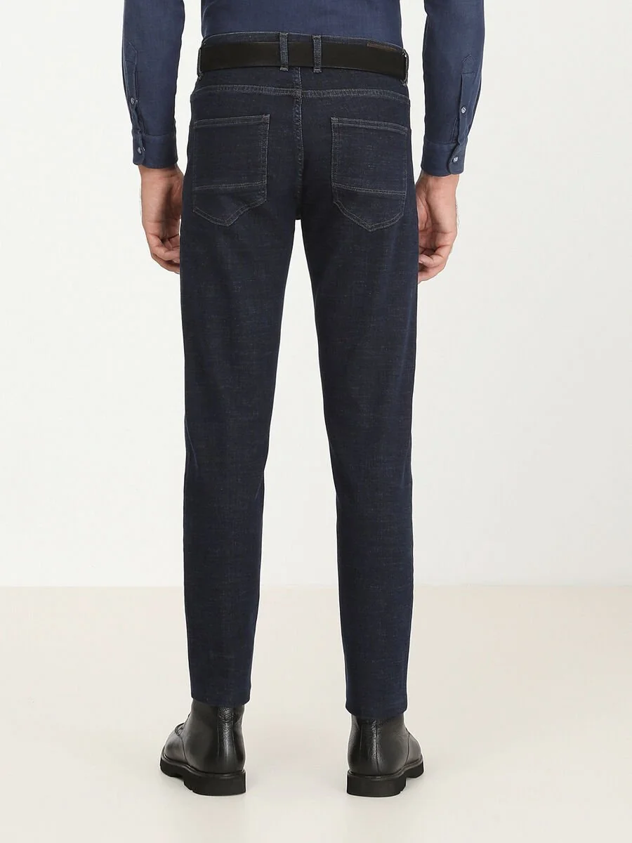 Lacivert Slim Fit Denim Pamuk Karışımlı Pantolon - 5