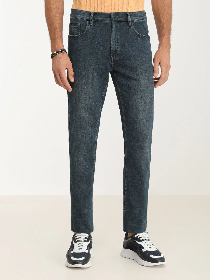 Lacivert Slim Fit Denim Pamuk Karışımlı Pantolon - 1