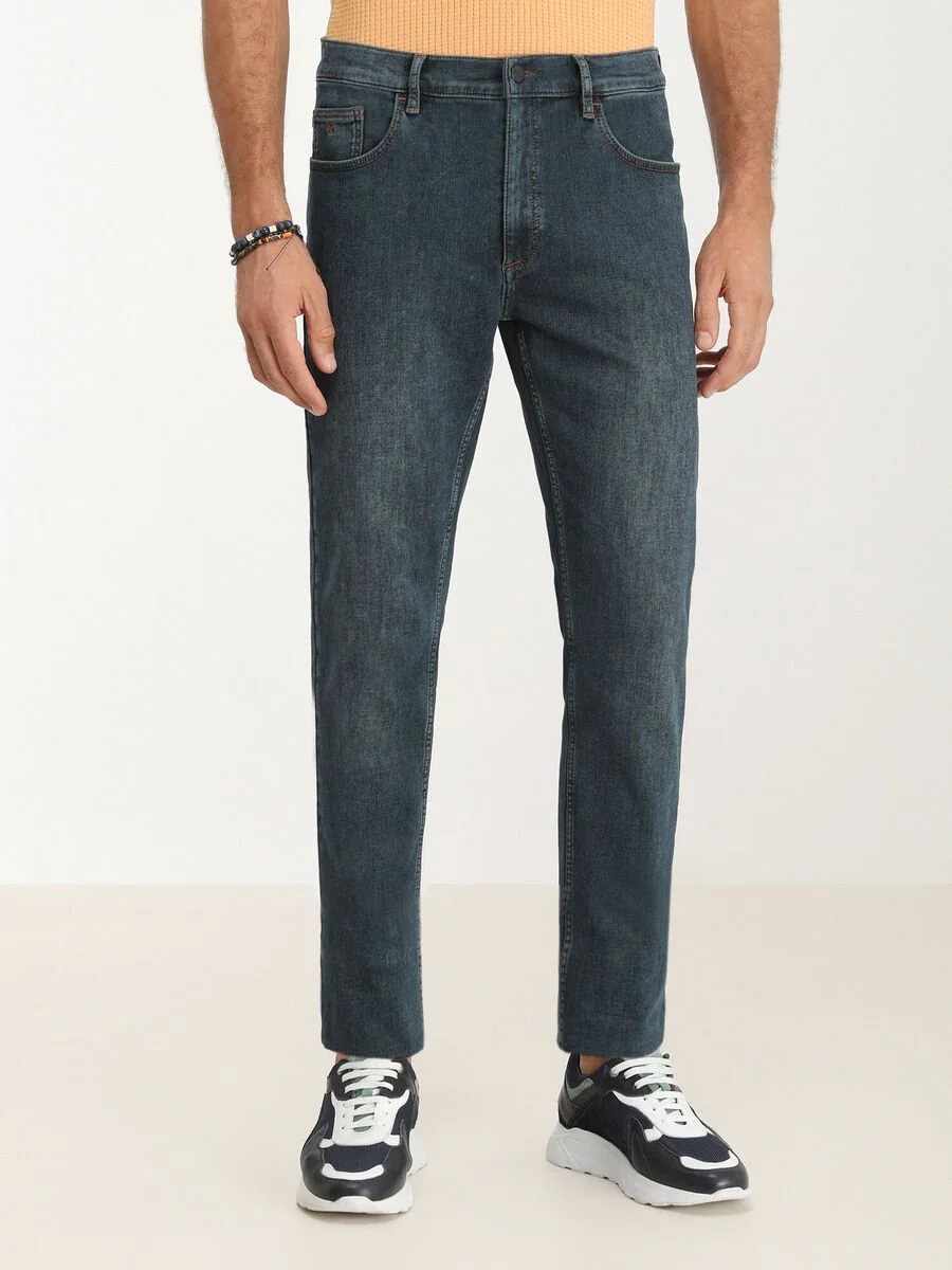 Lacivert Slim Fit Denim Pamuk Karışımlı Pantolon - 1