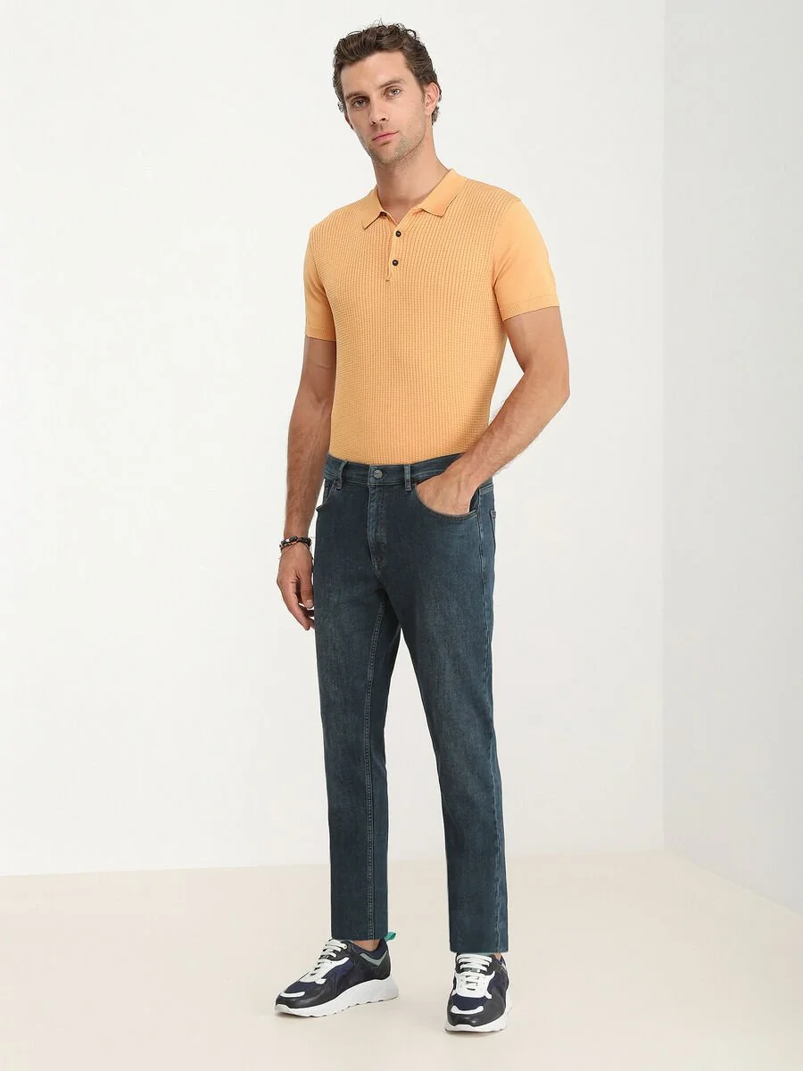 Lacivert Slim Fit Denim Pamuk Karışımlı Pantolon - 2