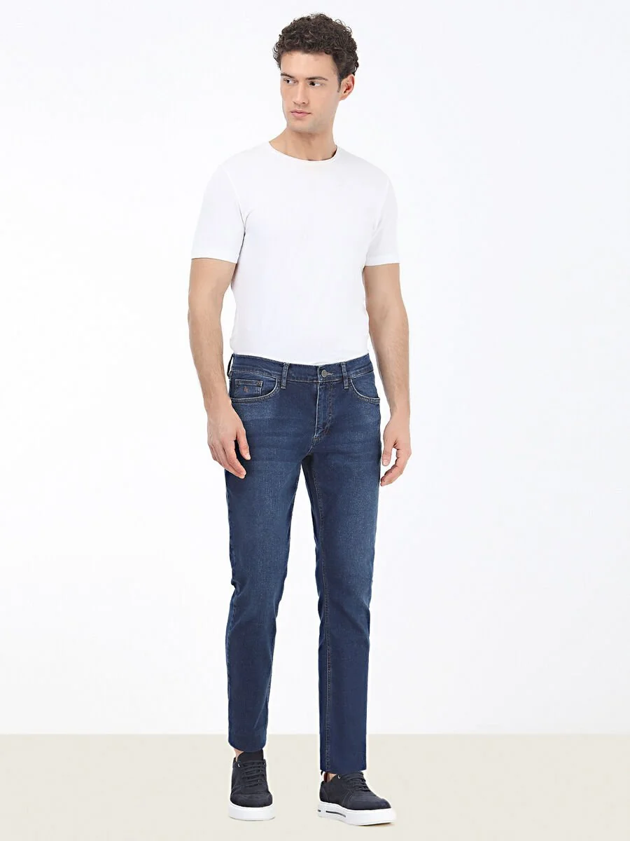 Lacivert Slim Fit Denim Pamuk Karışımlı Pantolon - 2