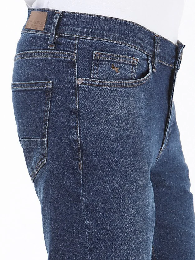 Lacivert Slim Fit Denim Pamuk Karışımlı Pantolon - 3