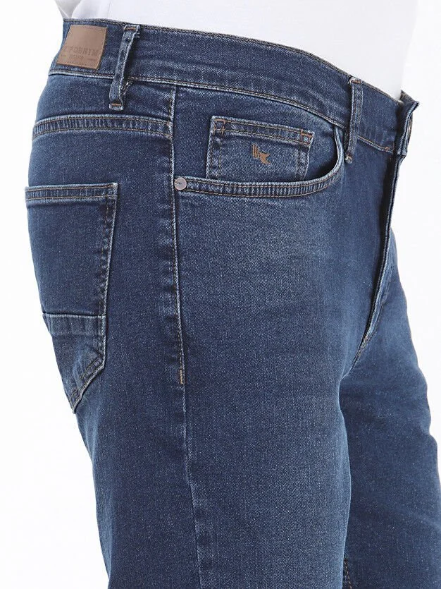 Lacivert Slim Fit Denim Pamuk Karışımlı Pantolon - 3