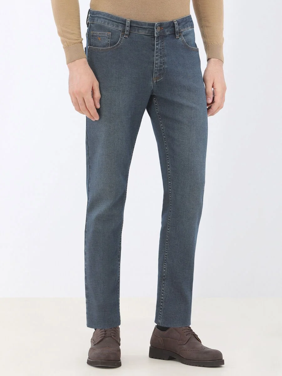 Lacivert Slim Fit Denim Pamuk Karışımlı Pantolon - 1