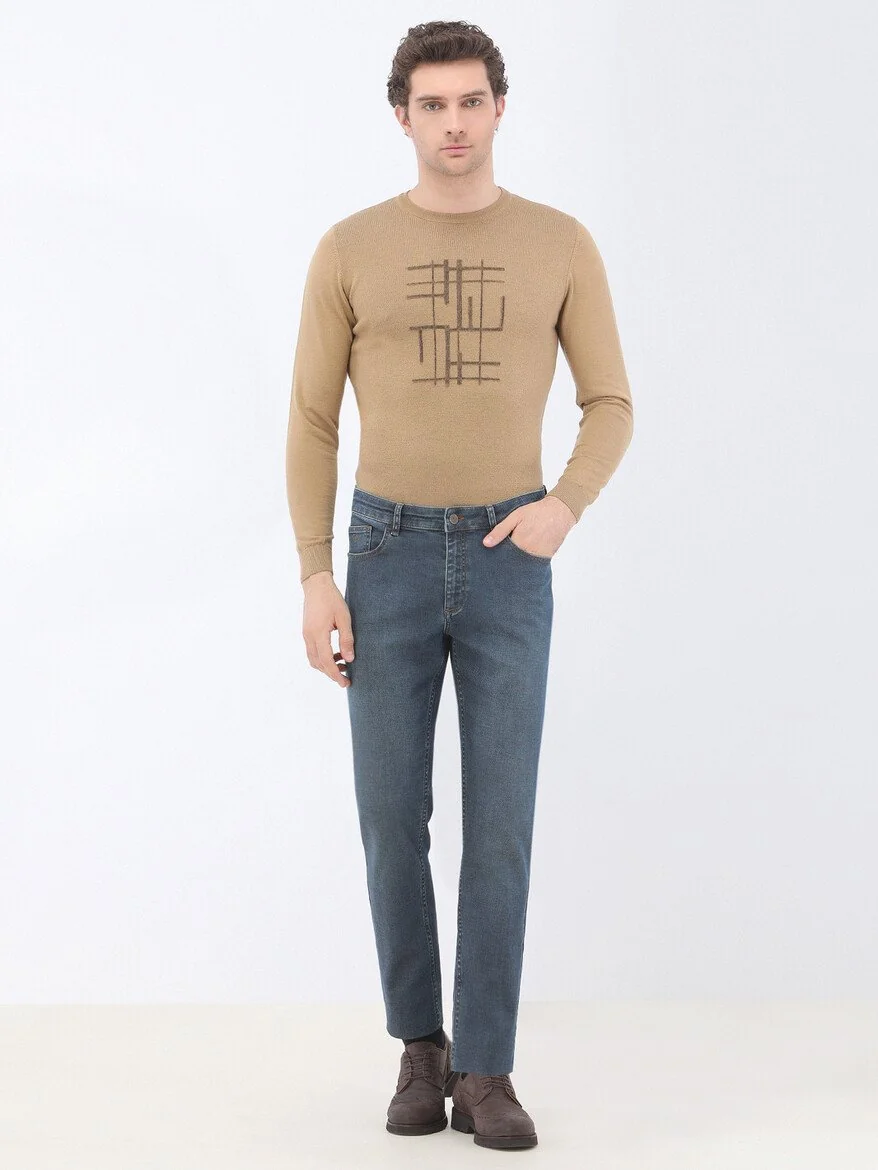 Lacivert Slim Fit Denim Pamuk Karışımlı Pantolon - 2