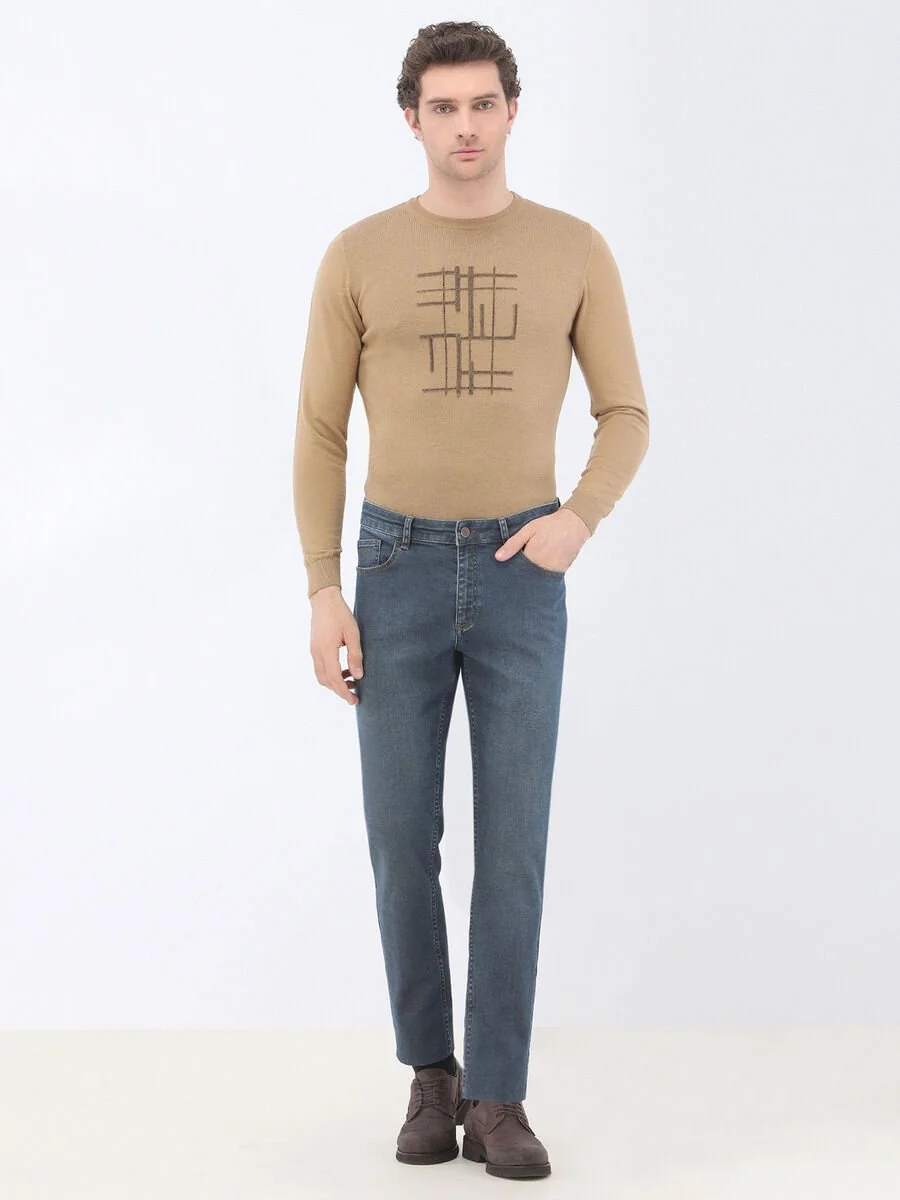 Lacivert Slim Fit Denim Pamuk Karışımlı Pantolon - 2