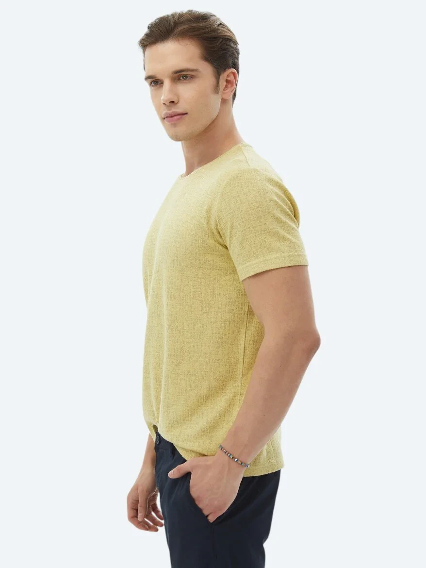 Lemon Mold Jacquard Crew Neck Cotton Blended T-Shirt 