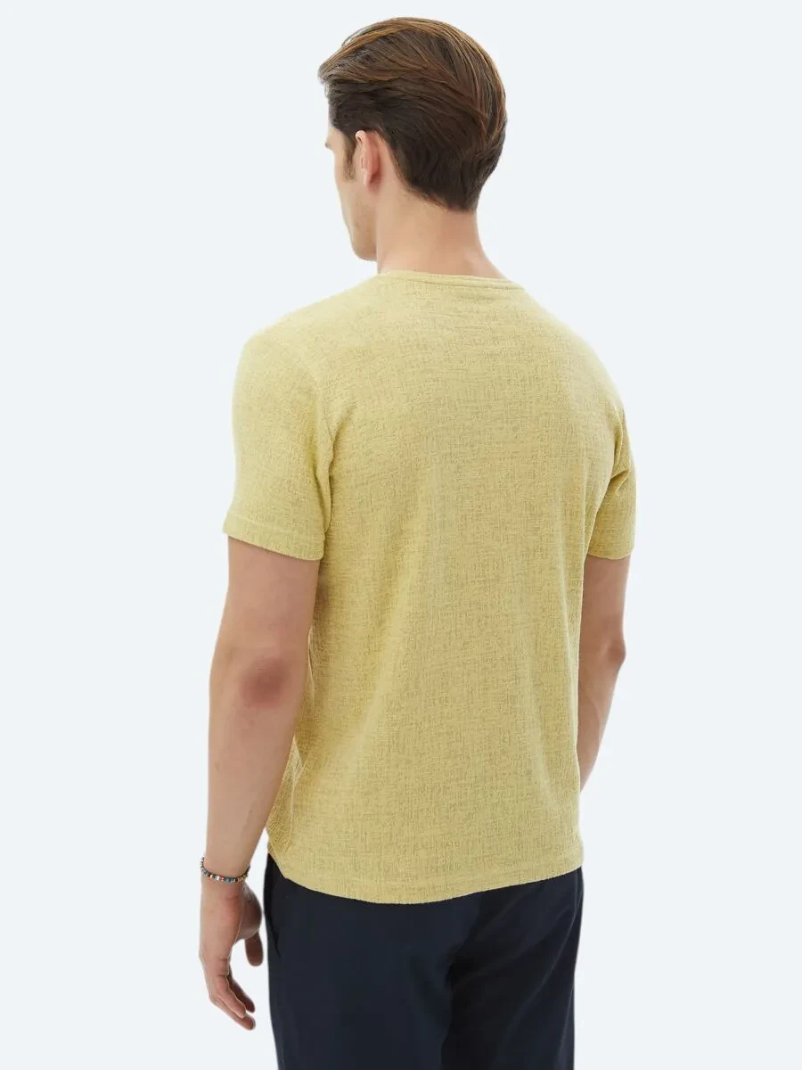 Lemon Mold Jacquard Crew Neck Cotton Blended T-Shirt - 7