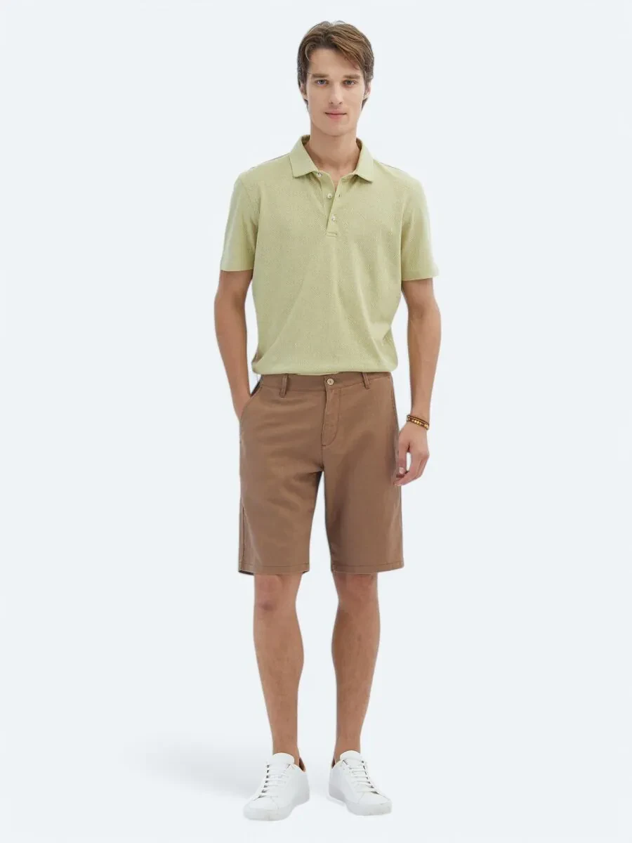 Lemon Mold Patterned Polo Neck Cotton Blended T-Shirt - 2