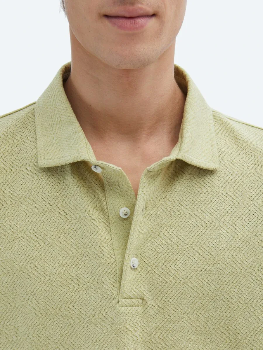 Lemon Mold Patterned Polo Neck Cotton Blended T-Shirt - 5